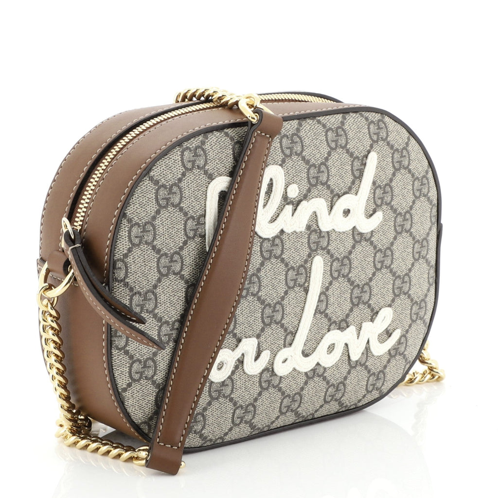 Chain Crossbody Bag Embroidered GG Coated Canvas Mini
