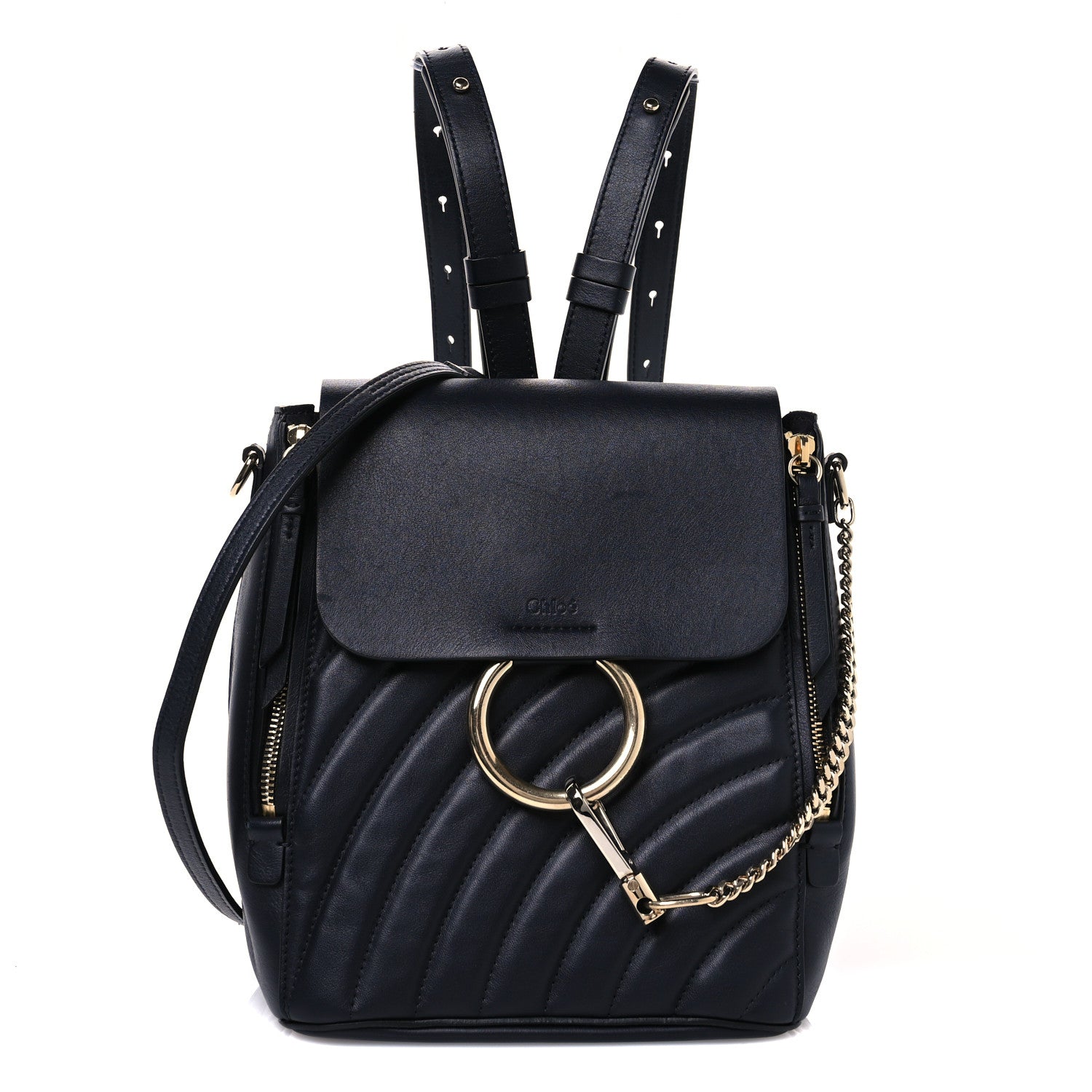 Calfskin Quilted Medium Faye Backpack Full Blue