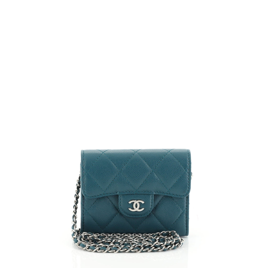 Classic  Holder on Chain Quilted Caviar Mini