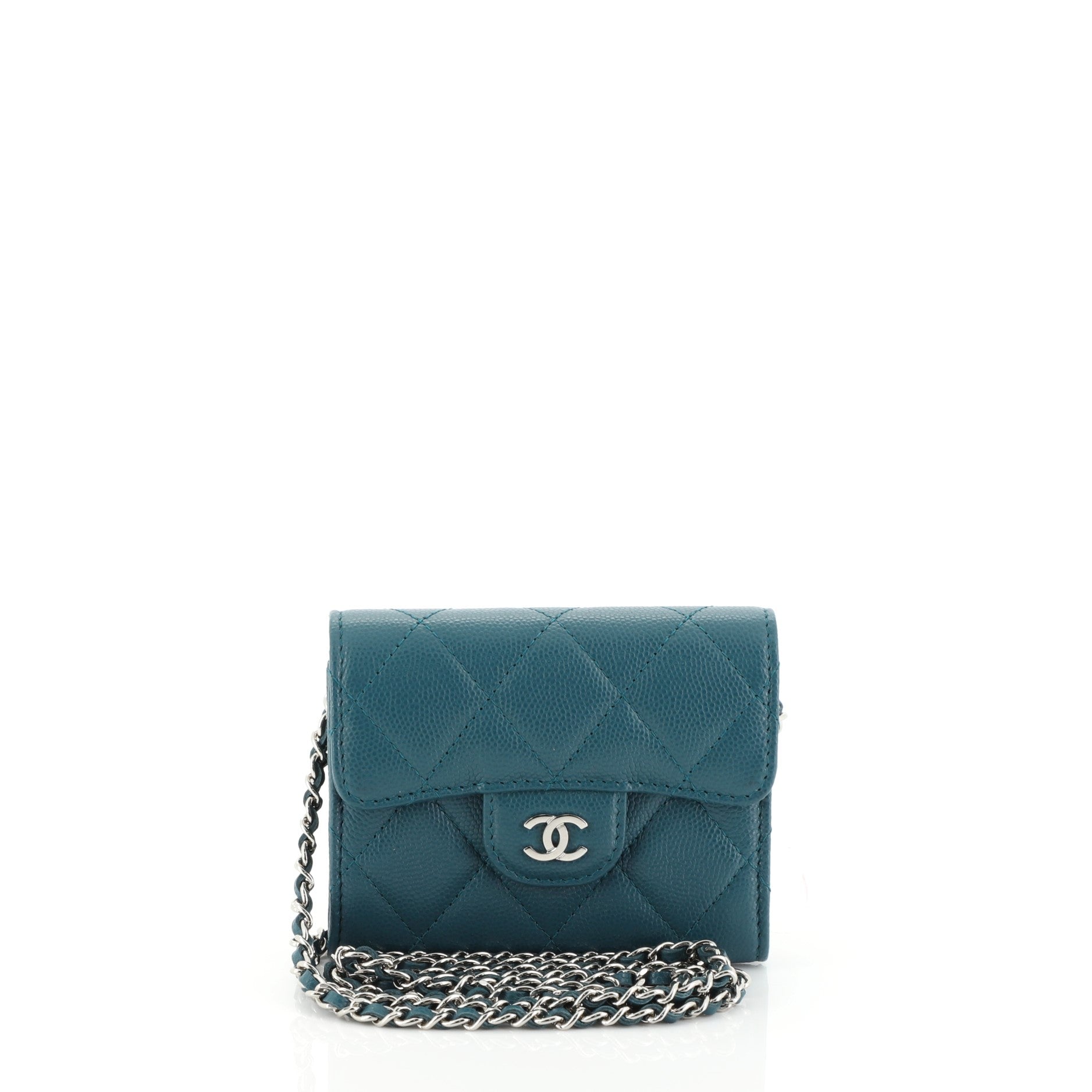 Classic  Holder on Chain Quilted Caviar Mini