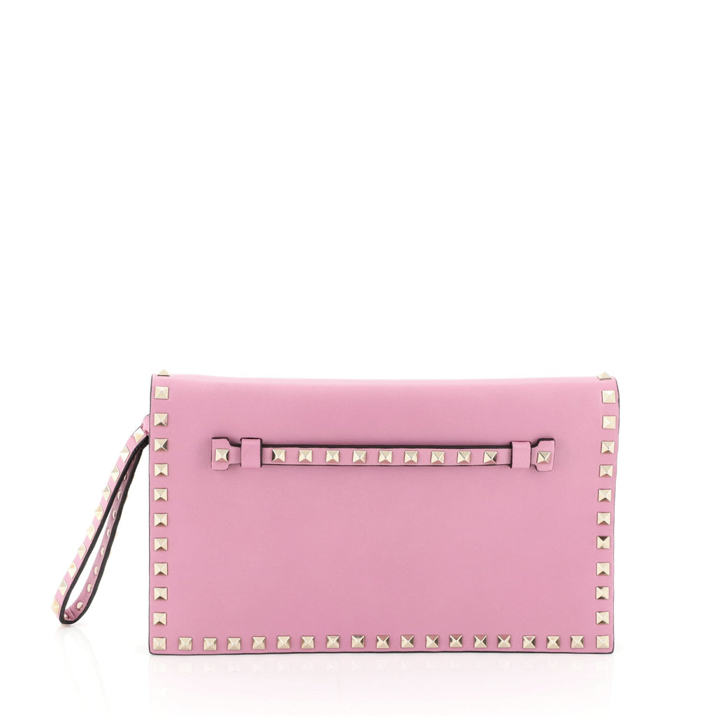 Rockstud Flap Clutch Leather