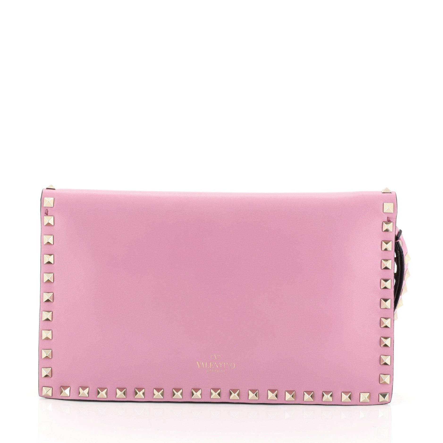 Rockstud Flap Clutch Leather