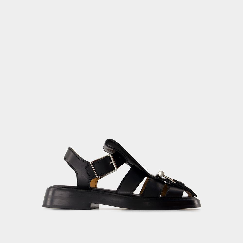 Women's T-Bar Sandals - Alexander McQueen - Leather - Black
