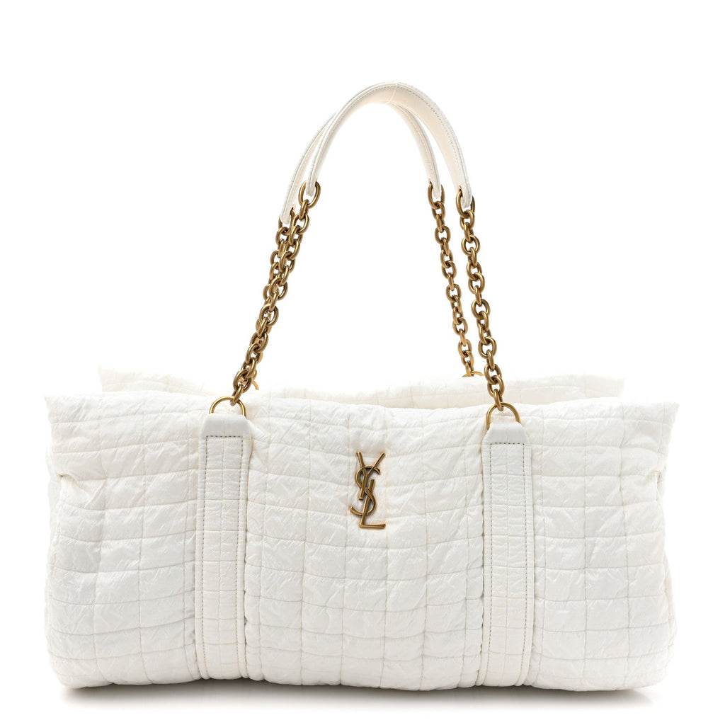 Nylon Gloria Quilted Travel Bag Milky White