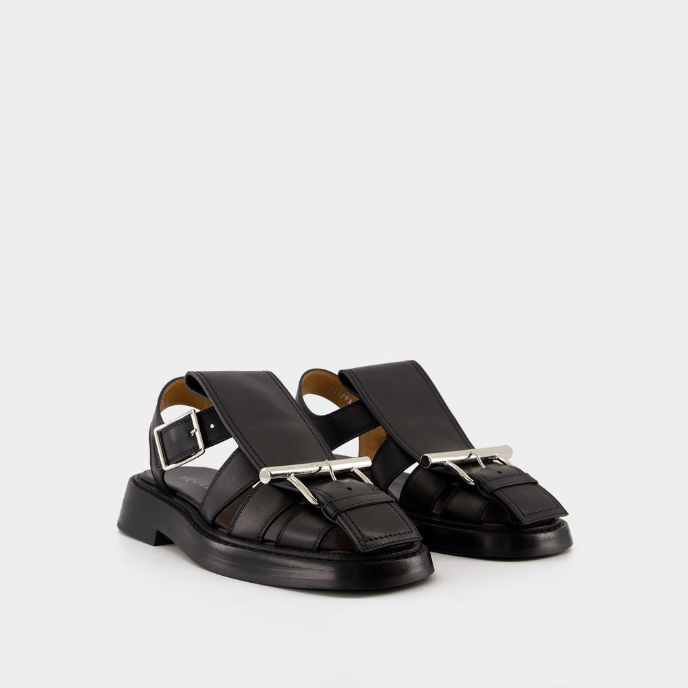 Women's T-Bar Sandals - Alexander McQueen - Leather - Black