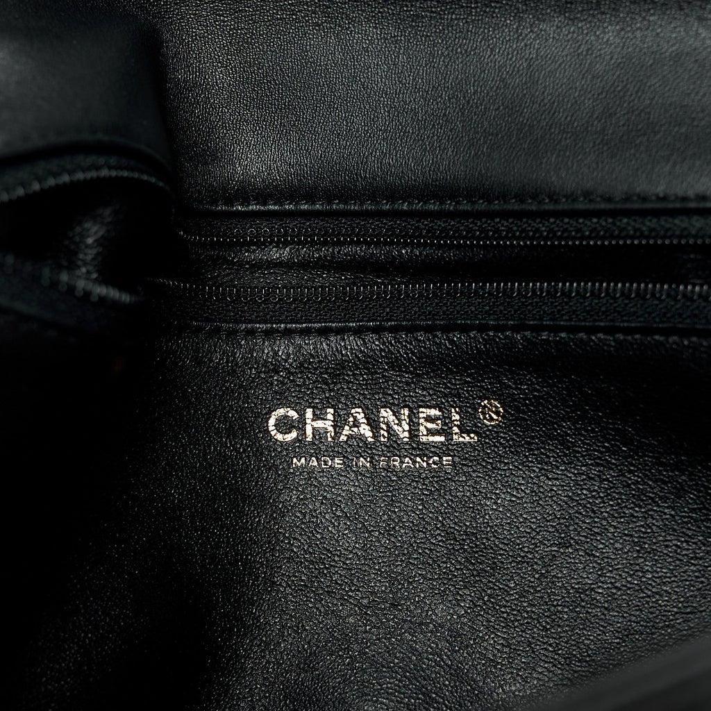 Lambskin Quilted Flap Clutch Black
