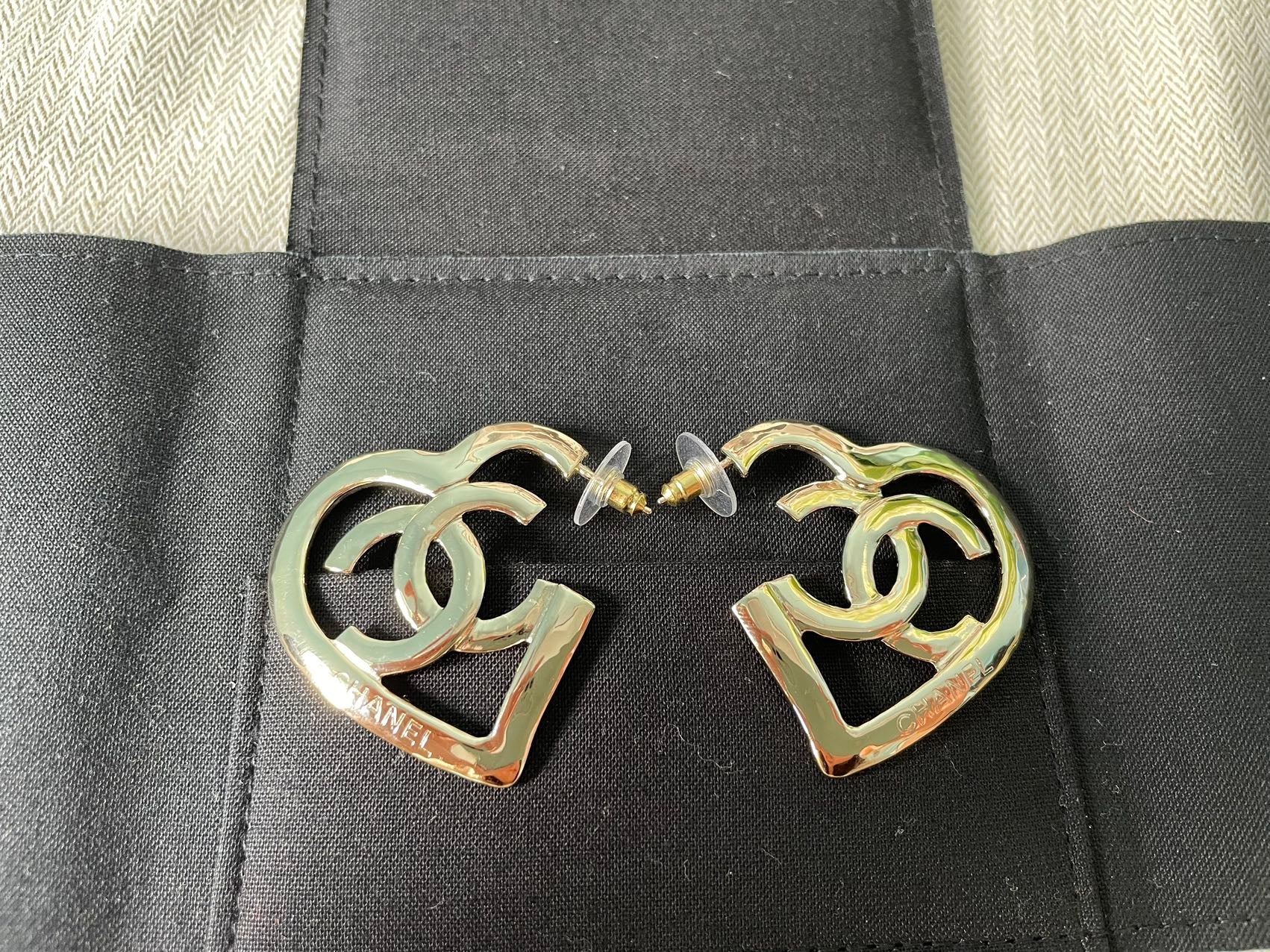 Chanel Heart Hoop Earrings