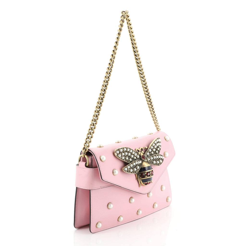 Broadway Pearly Bee Shoulder Bag Embellished Leather Mini