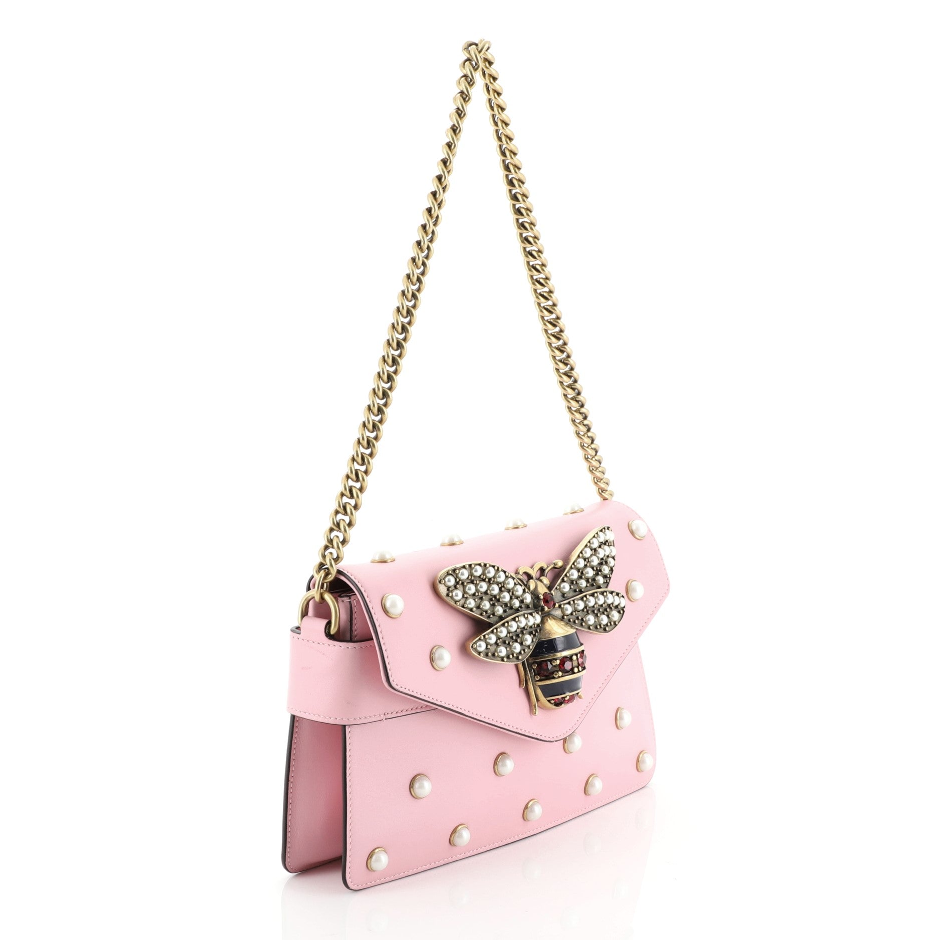 Broadway Pearly Bee Shoulder Bag Embellished Leather Mini