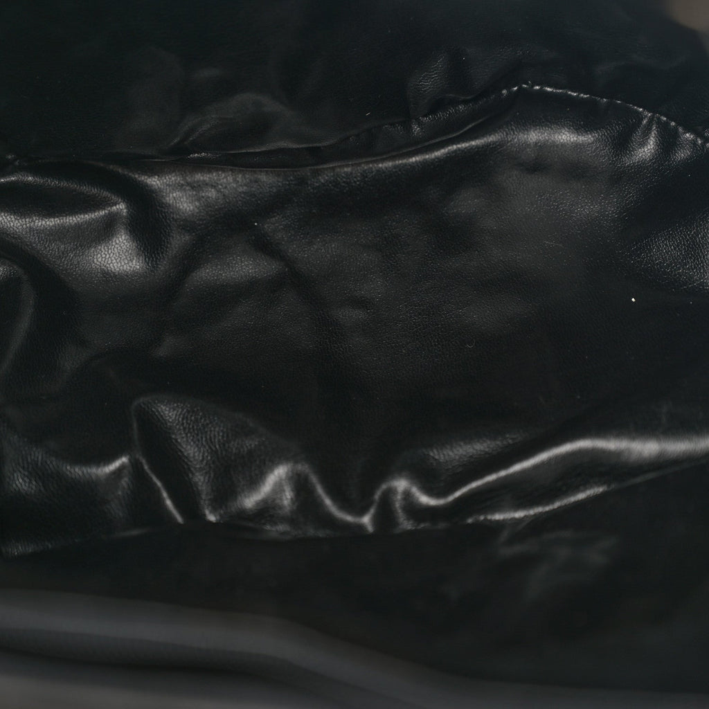 Lambskin Quilted Drawstring Backpack Black