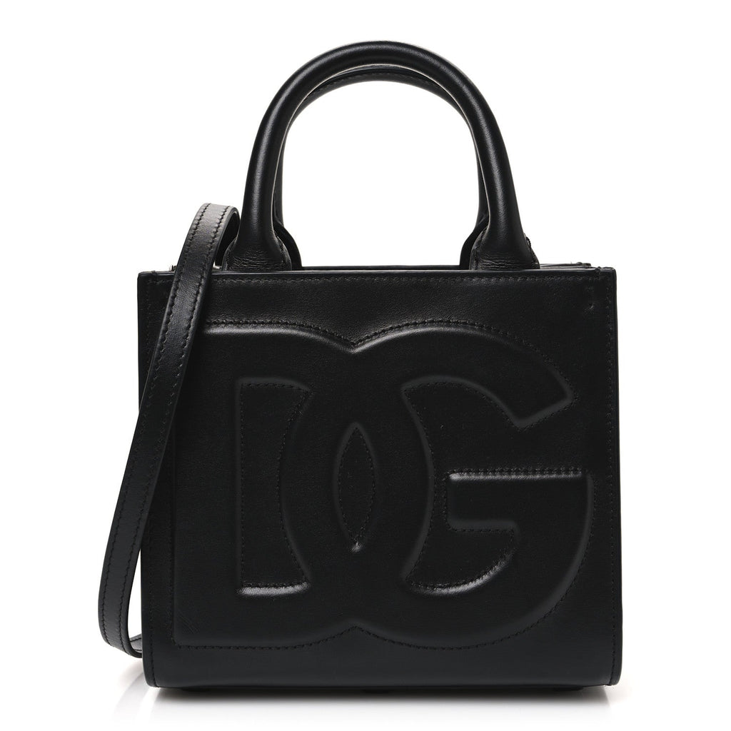 DOLCE GABBANA Calfskin Mini DG Daily Shopper Tote Black