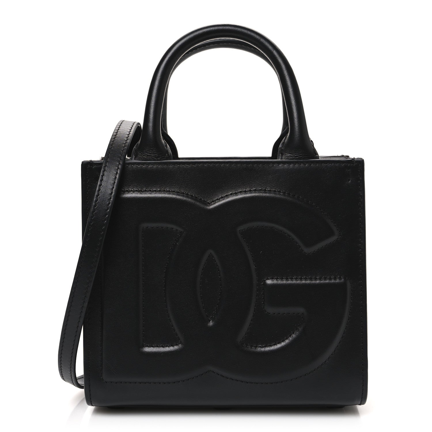 DOLCE GABBANA Calfskin Mini DG Daily Shopper Tote Black