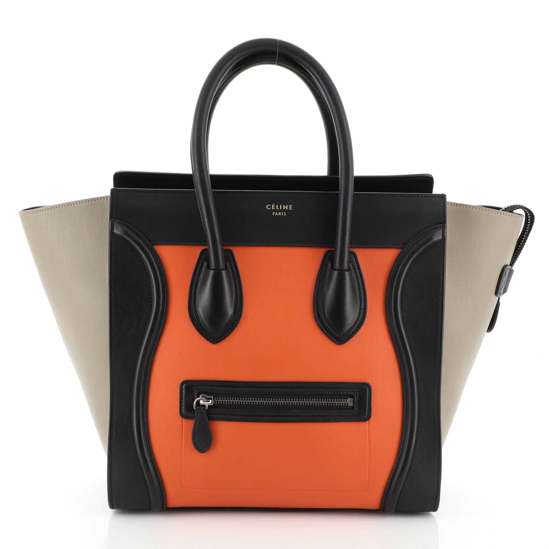 Tricolor Luggage Handbag Leather Mini