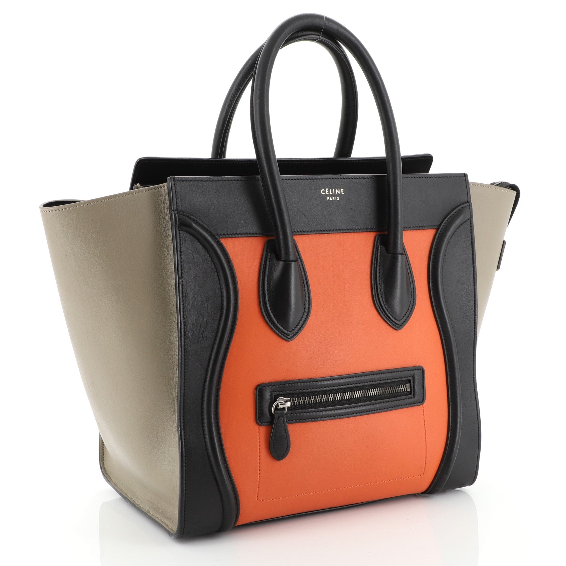 Tricolor Luggage Handbag Leather Mini