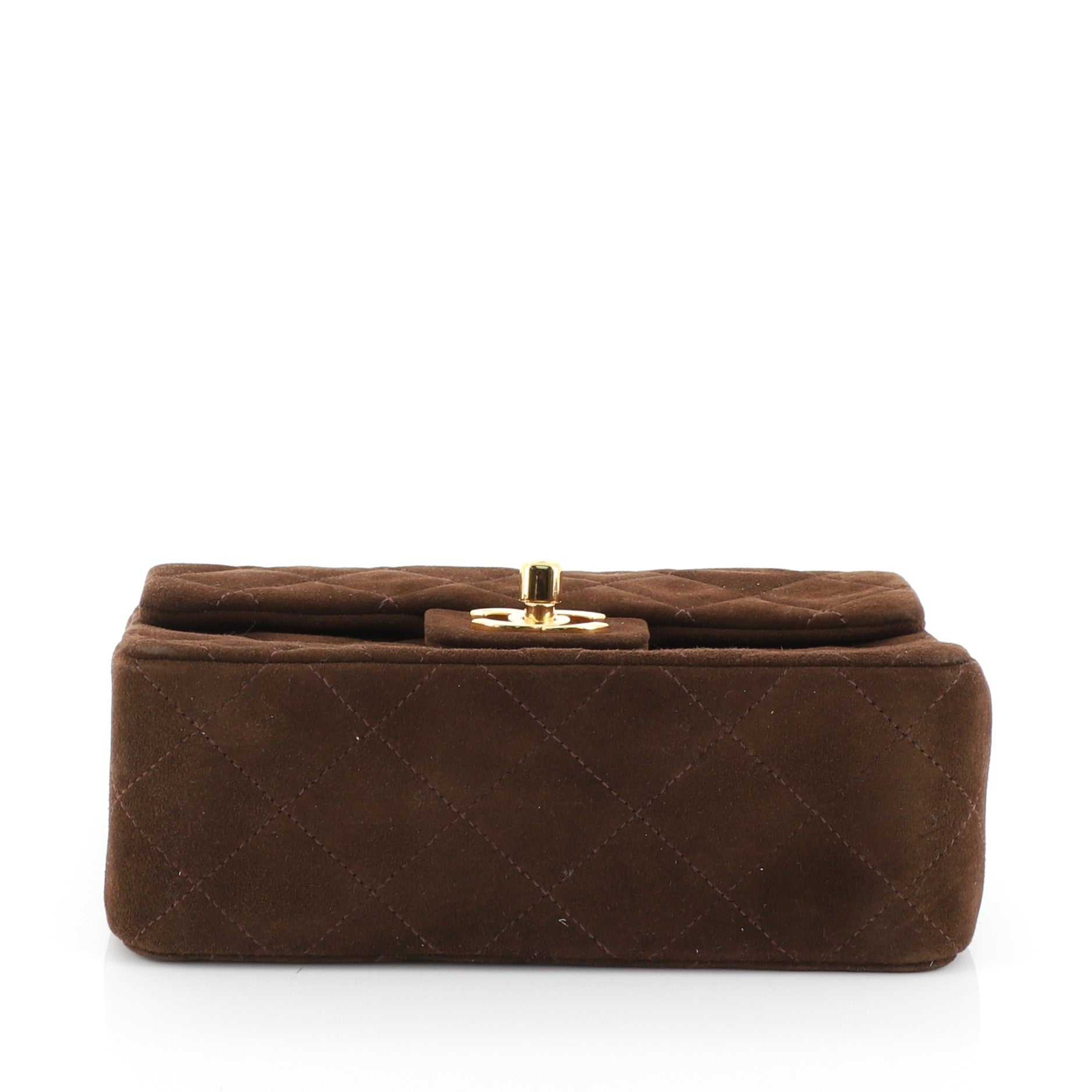 Vintage Square Classic Single Flap Bag Quilted Suede Mini