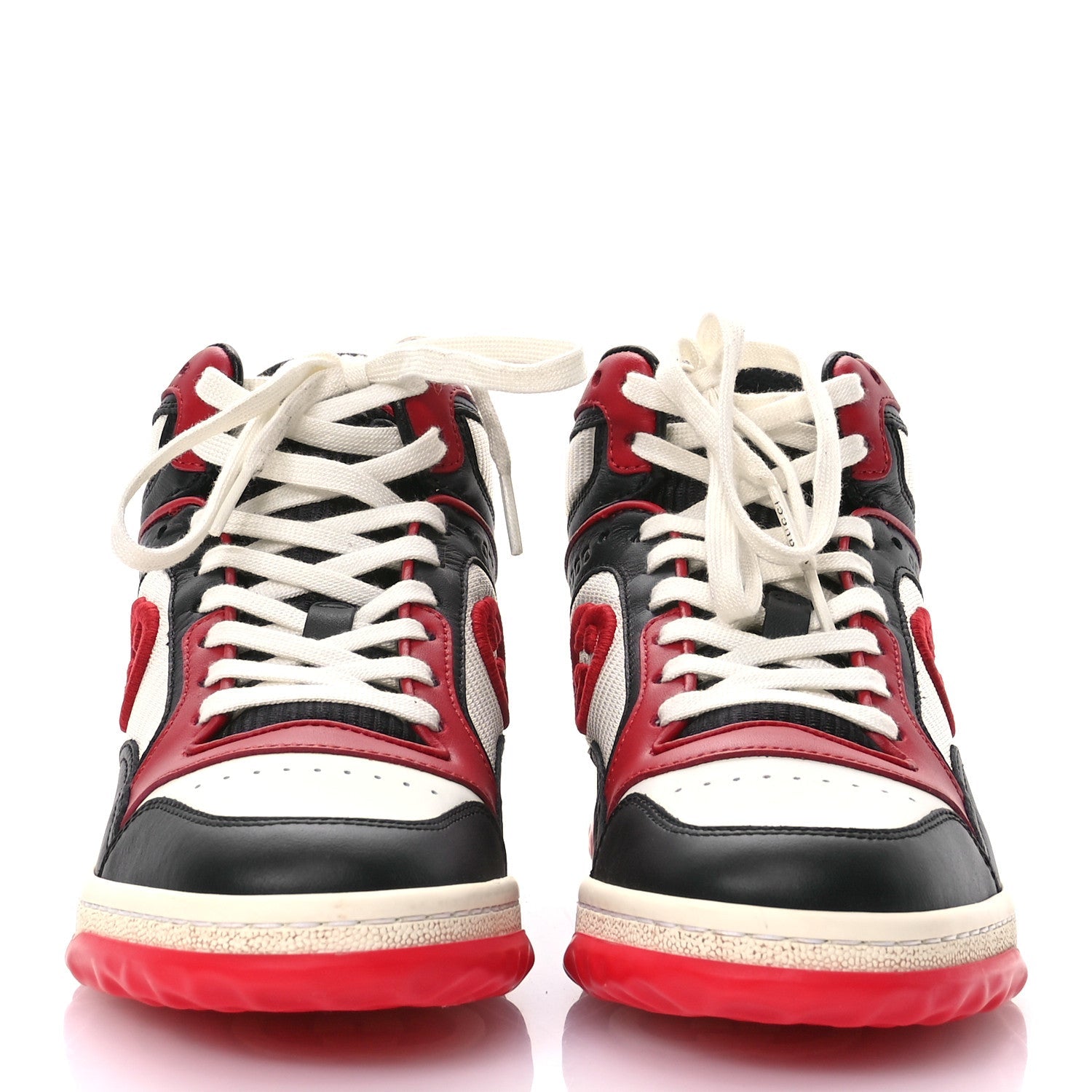 Dali Calfskin Mesh Women's Mac80 Hightop Sneakers 35.5 Red White Black