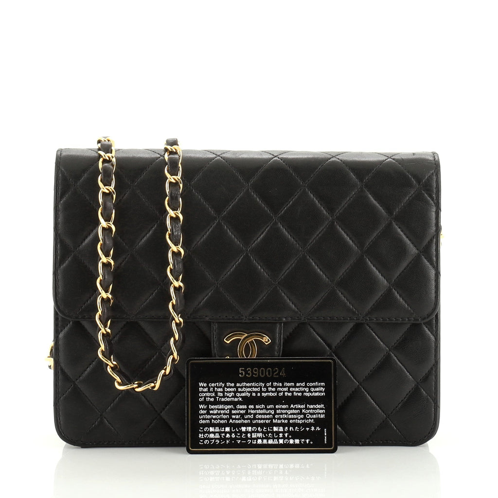 Vintage Clutch with Chain Quilted Leather Small