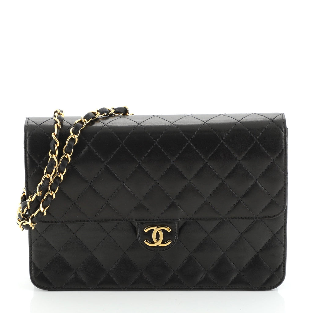 Vintage Clutch with Chain Quilted Leather Medium