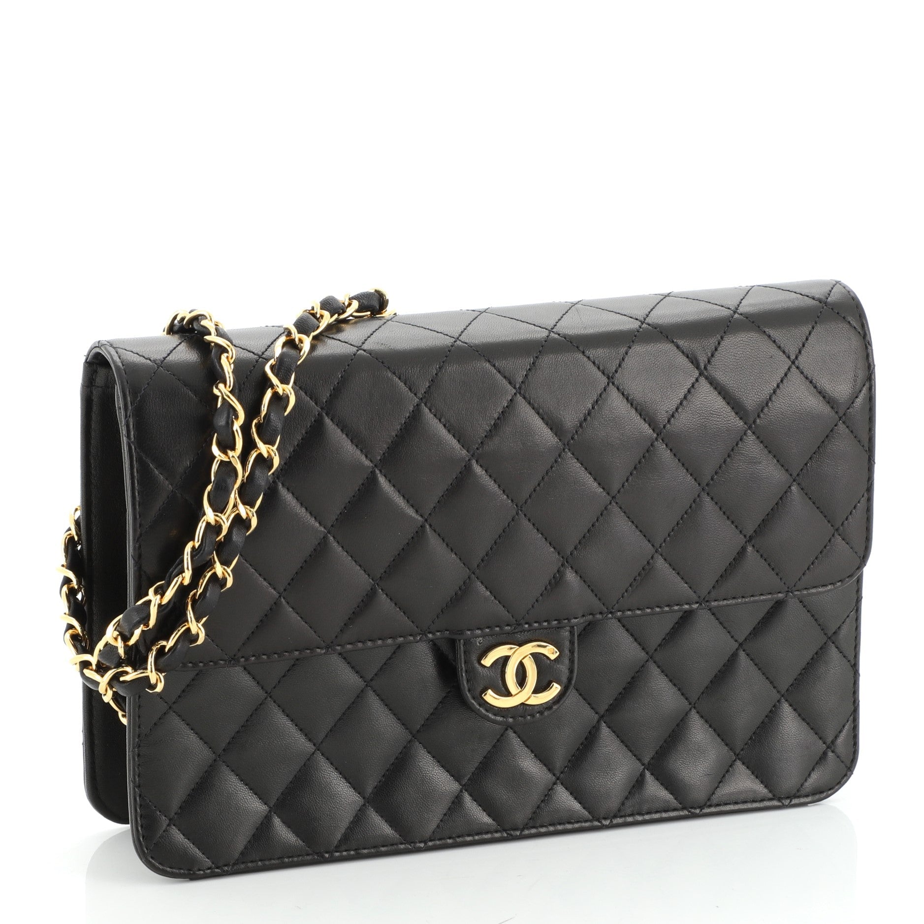 Vintage Clutch with Chain Quilted Leather Medium