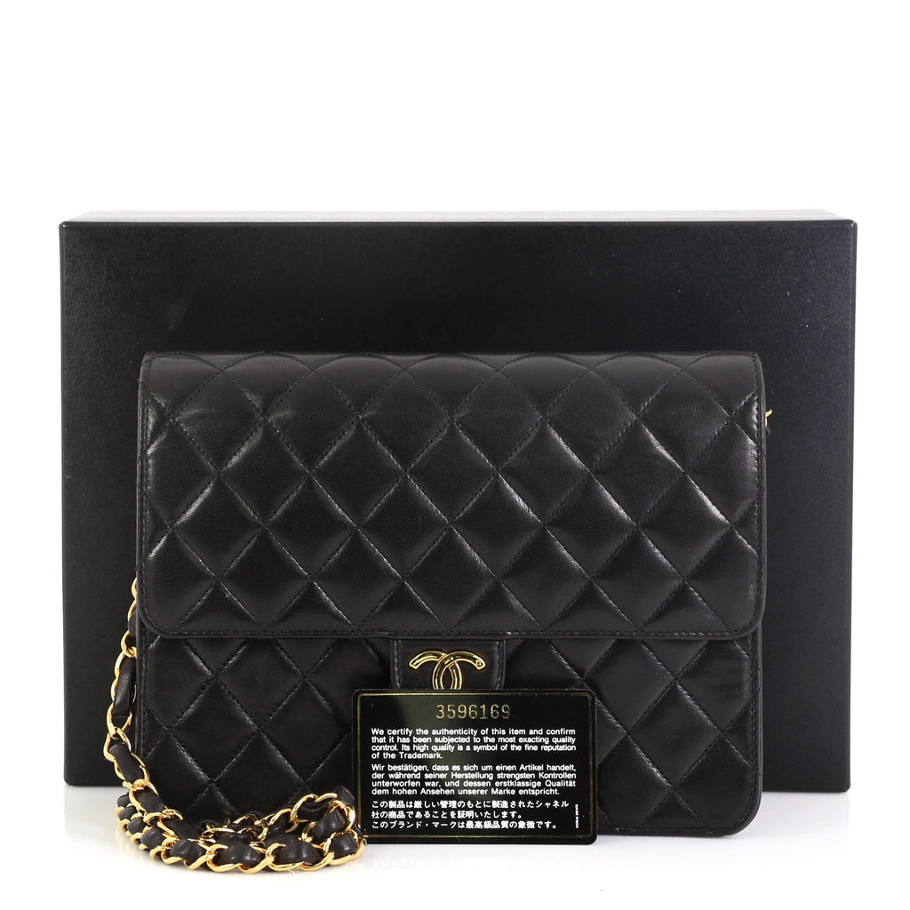 Vintage Clutch with Chain Quilted Leather Small