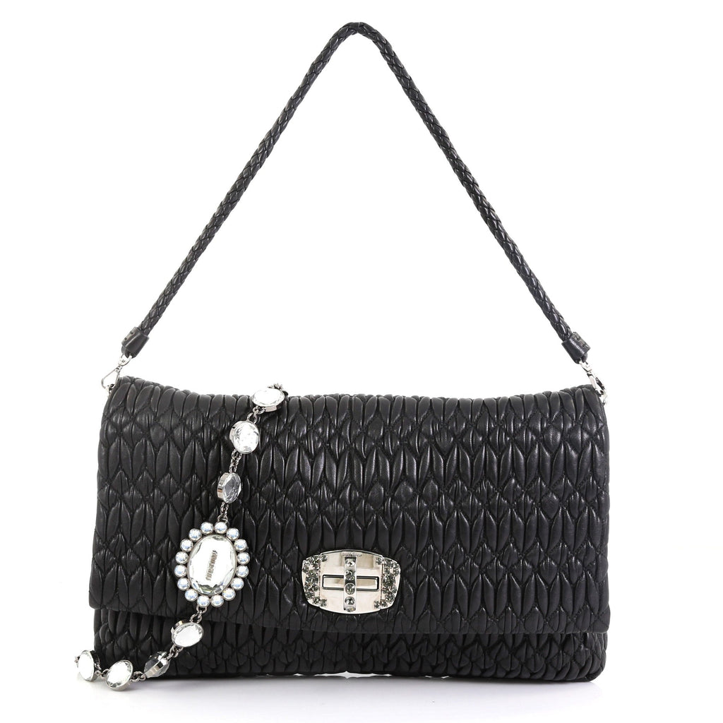Crystal Clutch Matelasse Leather Large