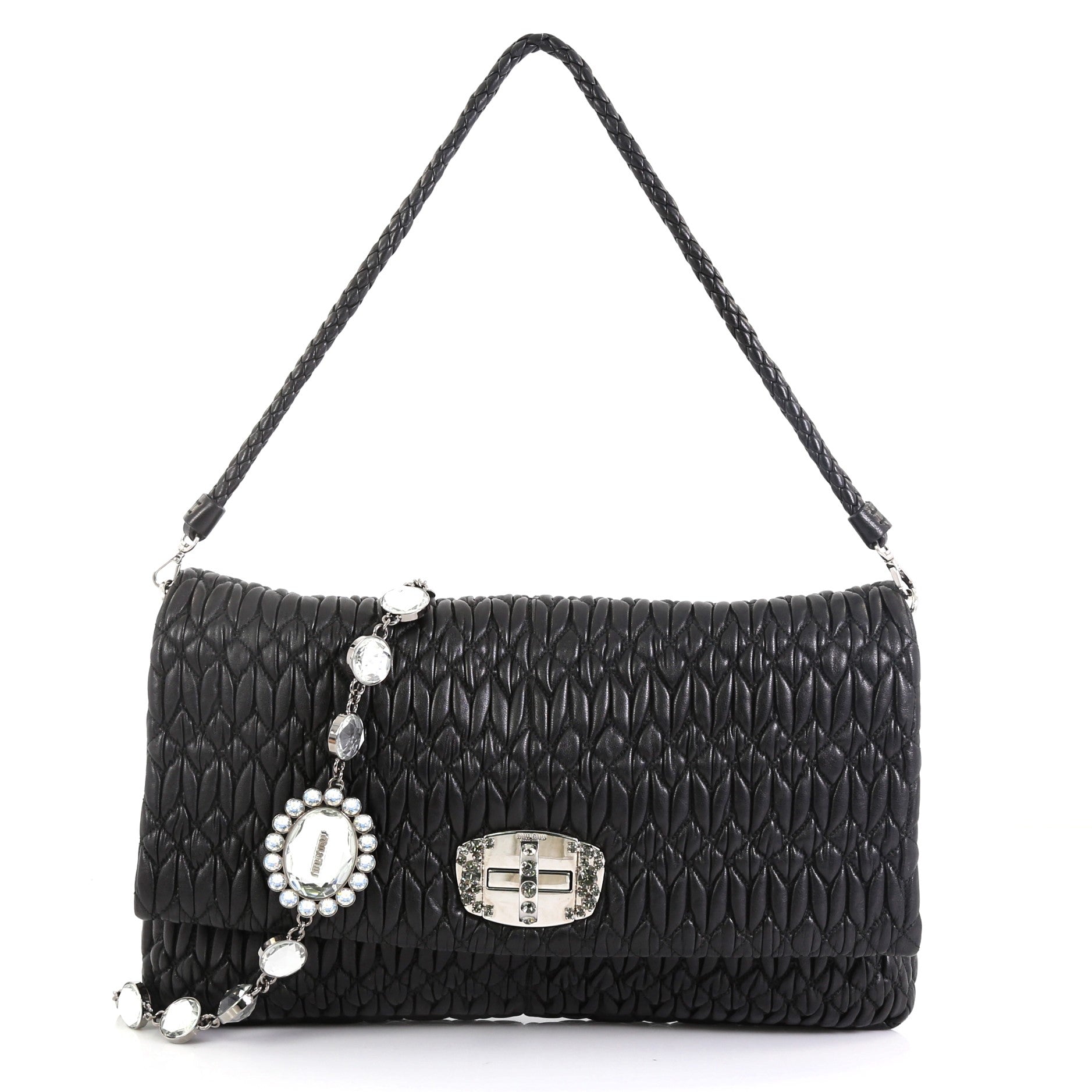 Crystal Clutch Matelasse Leather Large