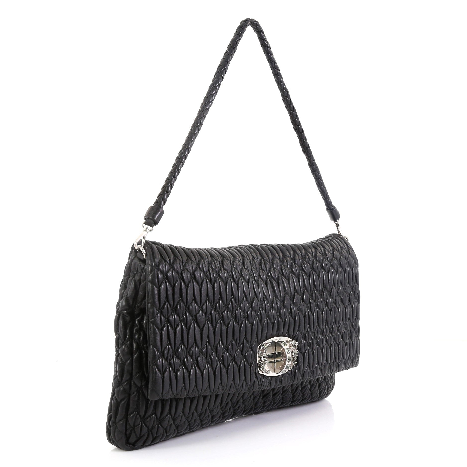 Crystal Clutch Matelasse Leather Large
