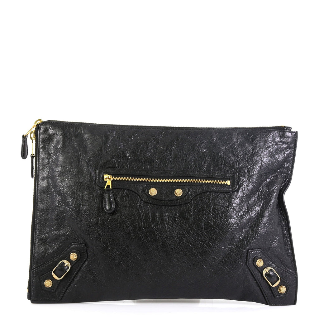 Zip Around Giant Studs Clutch Leather Medium