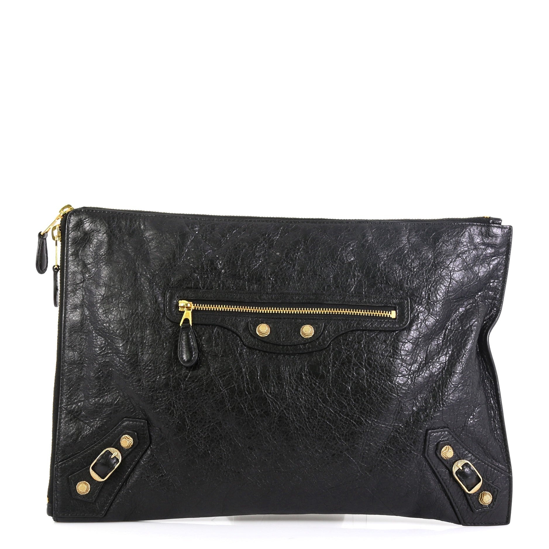 Zip Around Giant Studs Clutch Leather Medium