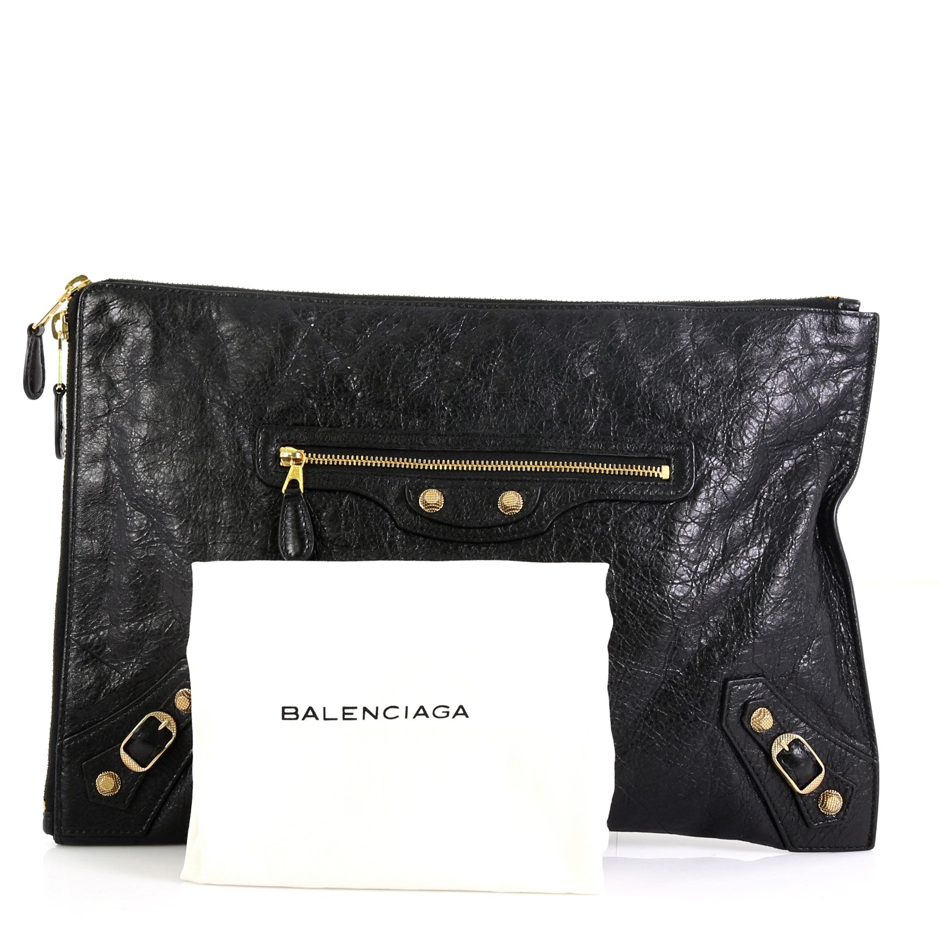 Zip Around Giant Studs Clutch Leather Medium