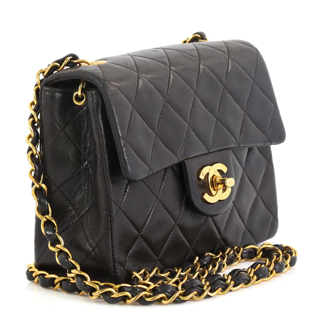 Vintage Square Classic Single Flap Bag Quilted Lambskin Mini