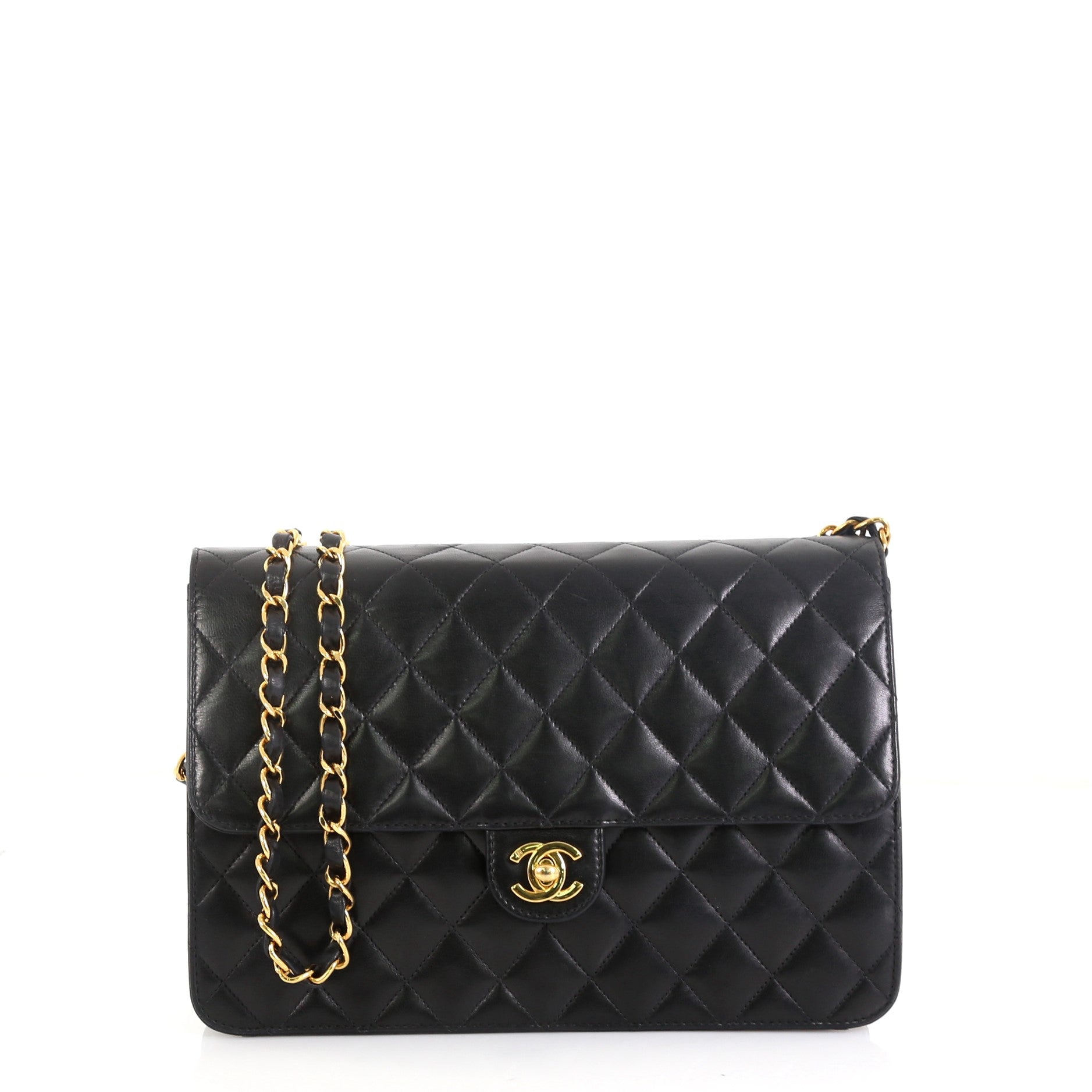 Vintage Clutch with Chain Quilted Leather Medium
