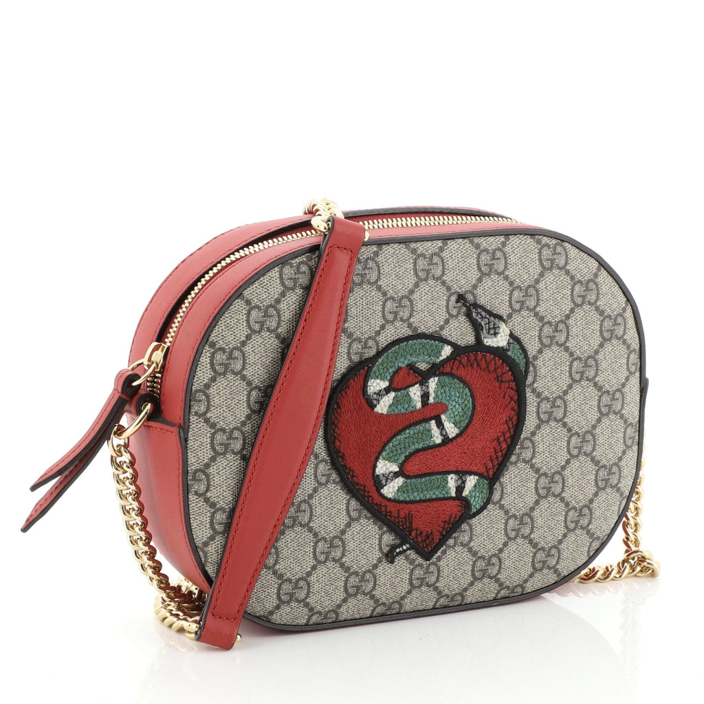 Chain Crossbody Bag Embroidered GG Coated Canvas Mini