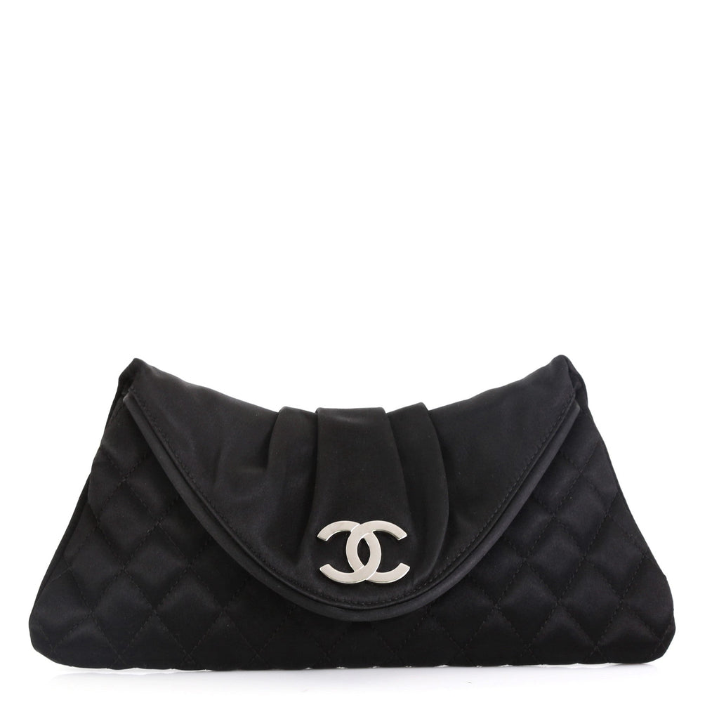 CC Half Moon Clutch Quilted Satin Small