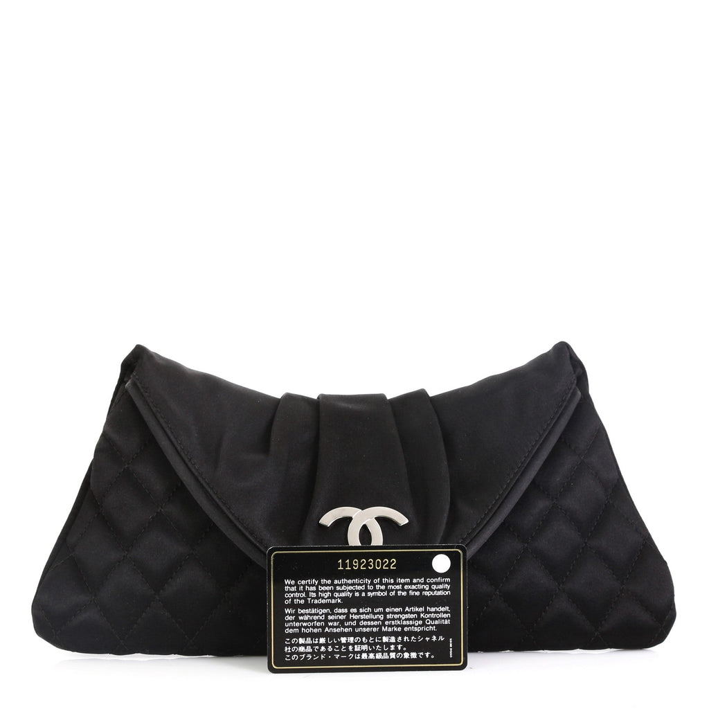 CC Half Moon Clutch Quilted Satin Small