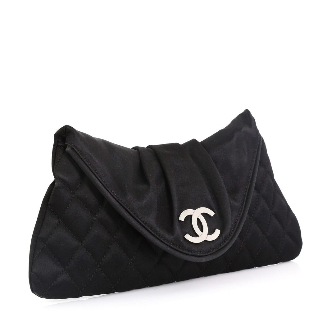 CC Half Moon Clutch Quilted Satin Small