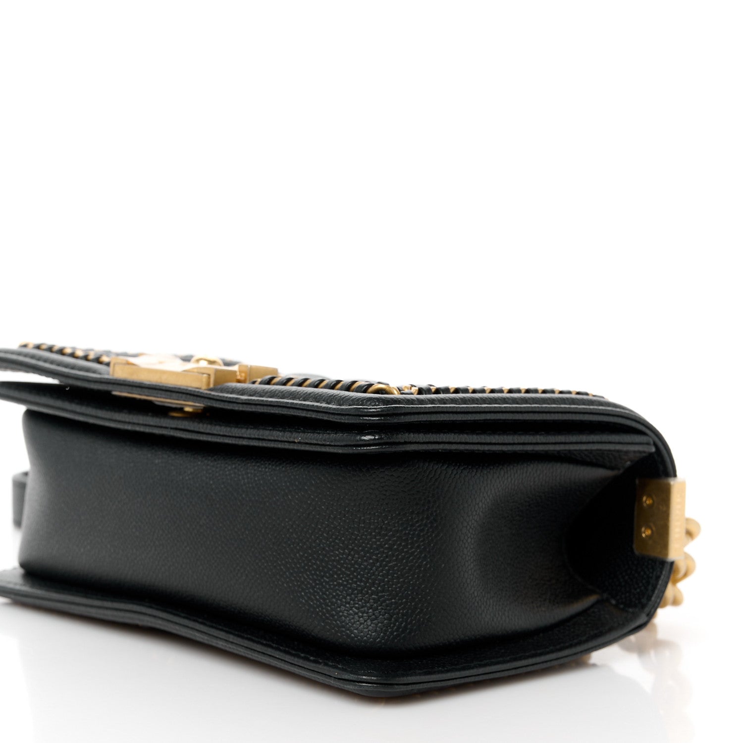 Caviar Quilted Small Chain Around Boy Flap Black