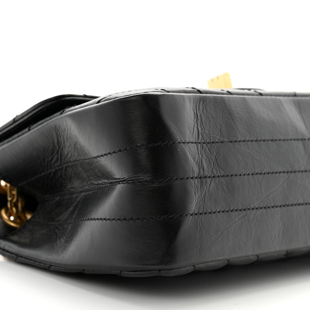 Aged Calfskin Chevron Quilted 2.55 Reissue Mini Flap Black