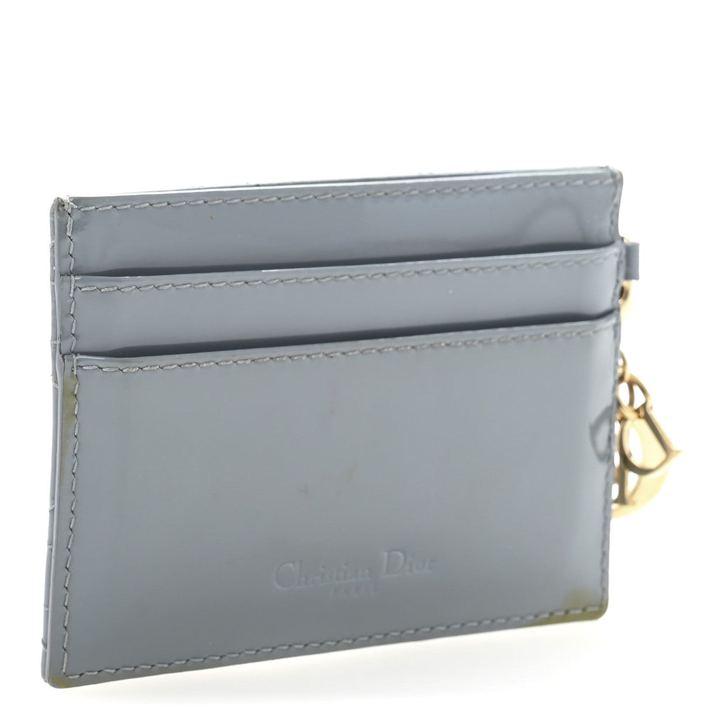 Patent Cannage Lady Dior  Holder Cloudy Blue