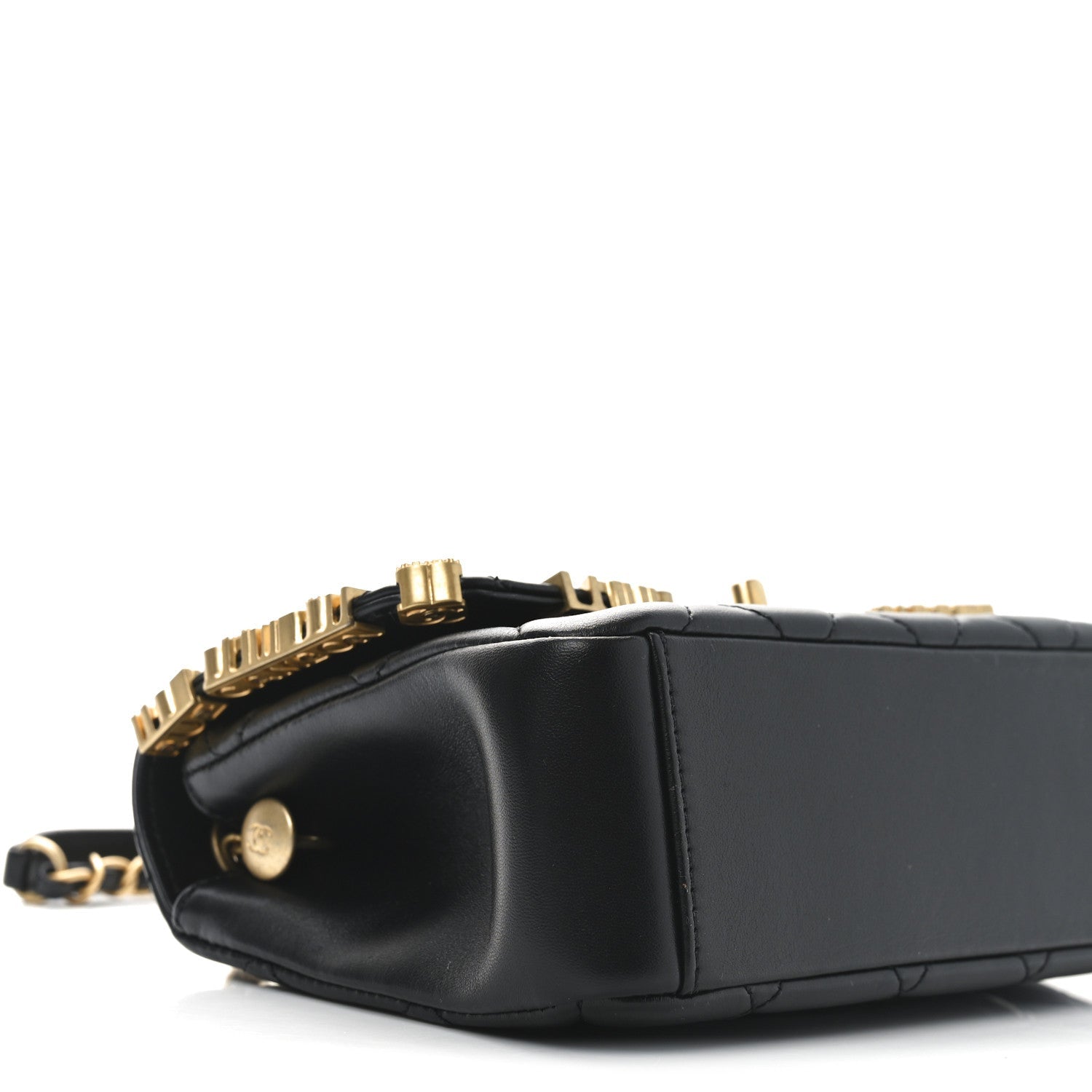 Lambskin Enamel Strass Quilted Mini Paris Monaco Flap Black