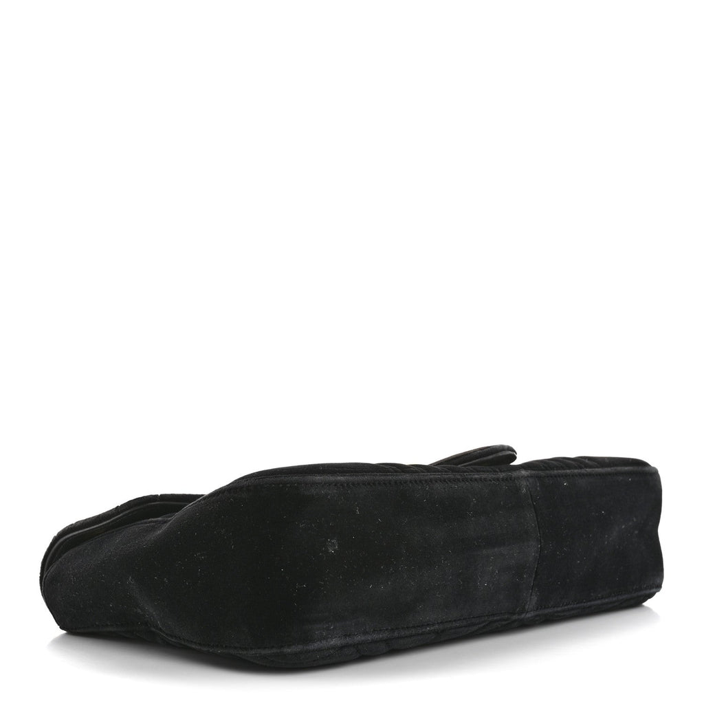 Velvet Matelasse Medium GG Marmont Shoulder Bag Black