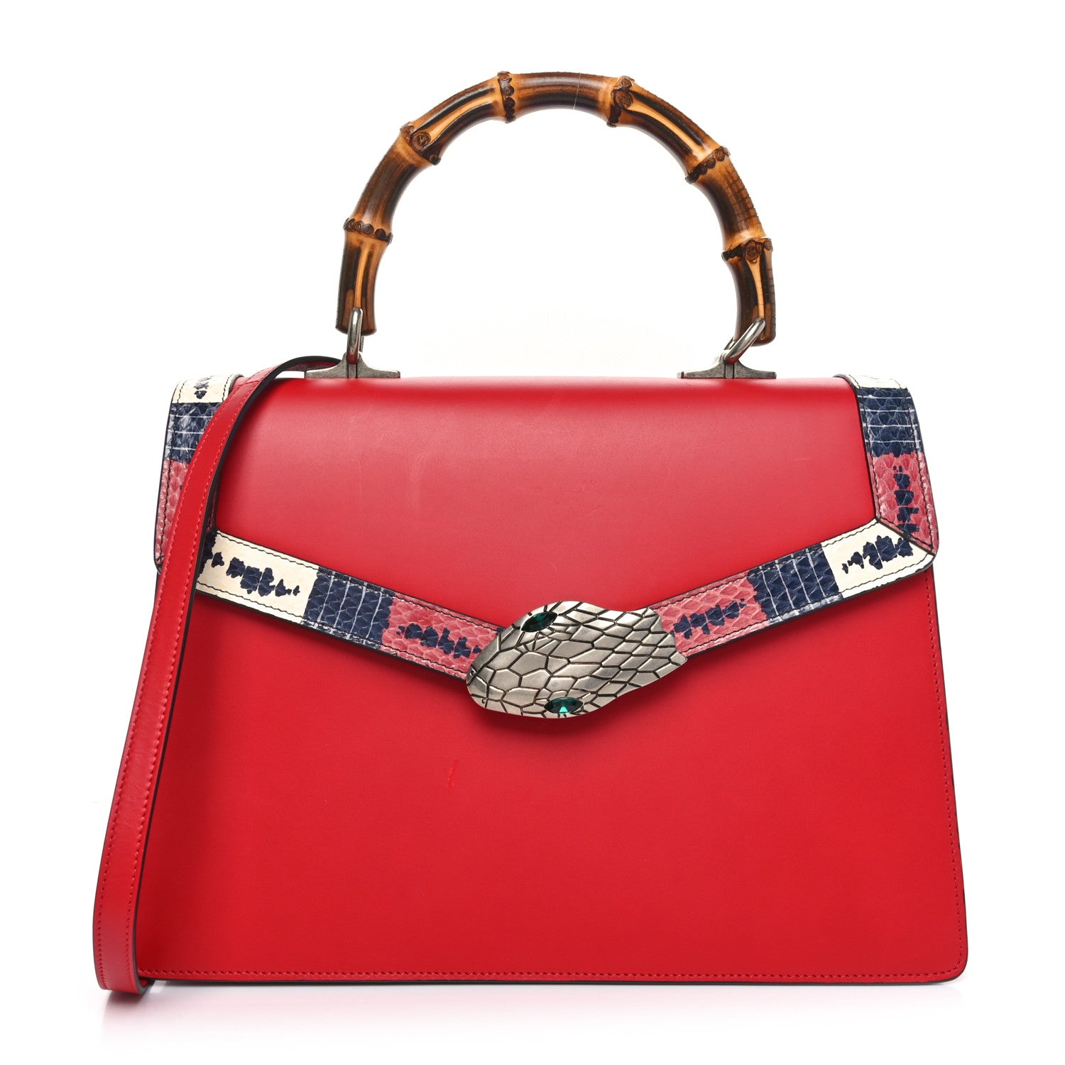 Calfskin Snakeskin Medium Lilith Top Handle Bag Red