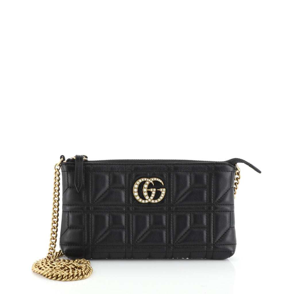Pearly GG Marmont Shoulder Bag Matelasse Leather Mini