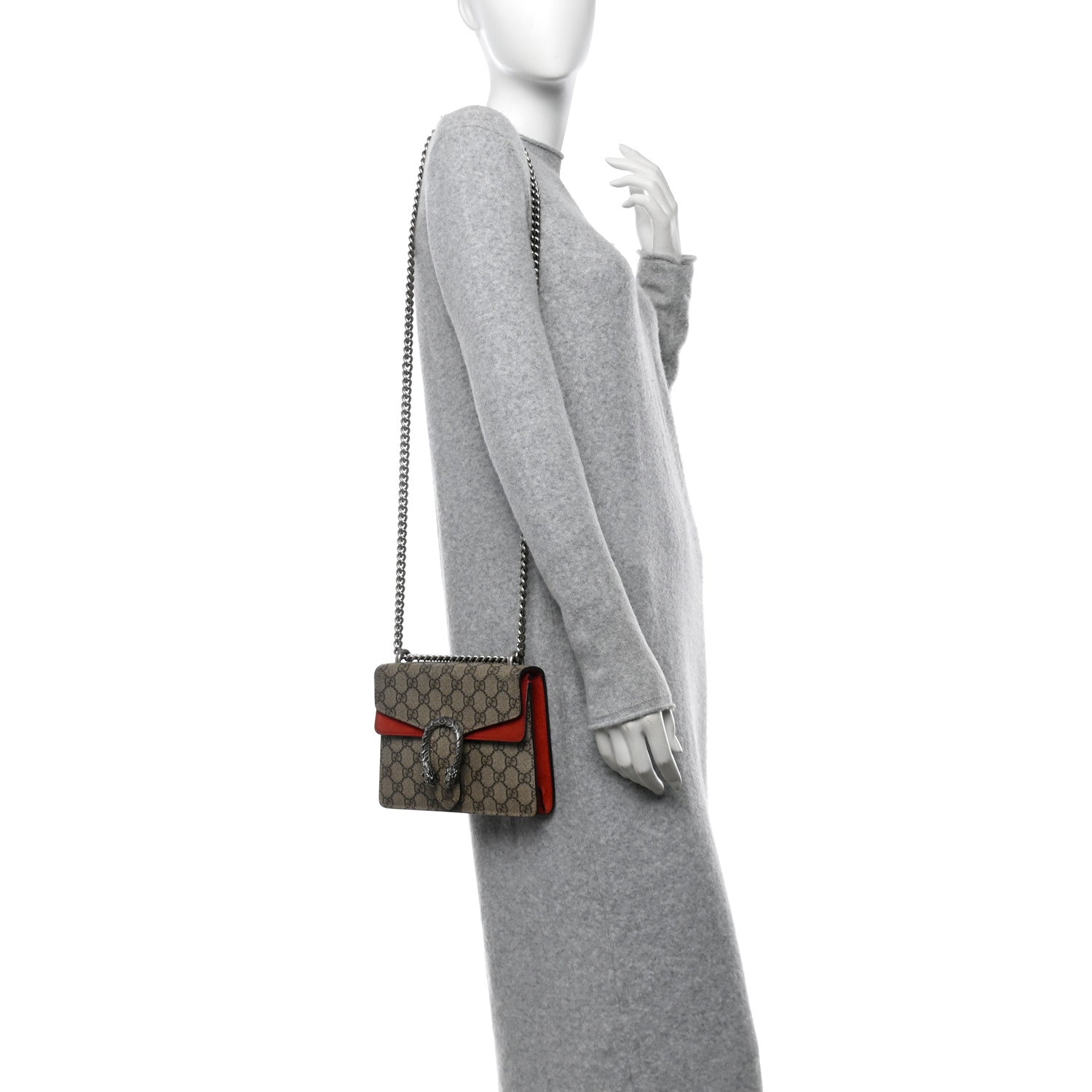 GG Supreme Monogram Mini Dionysus Shoulder Bag Hibiscus Red