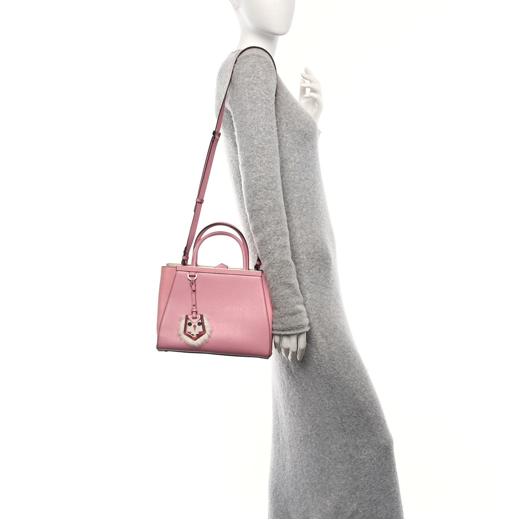 Vitello Elite Flamingo Mink Monster Charm Petite 2Jours Tote Pink Multicolor