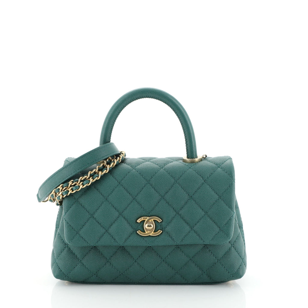 Coco Top Handle Bag Quilted Caviar Mini