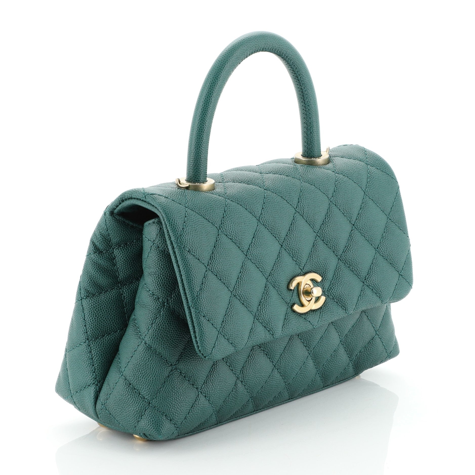 Coco Top Handle Bag Quilted Caviar Mini