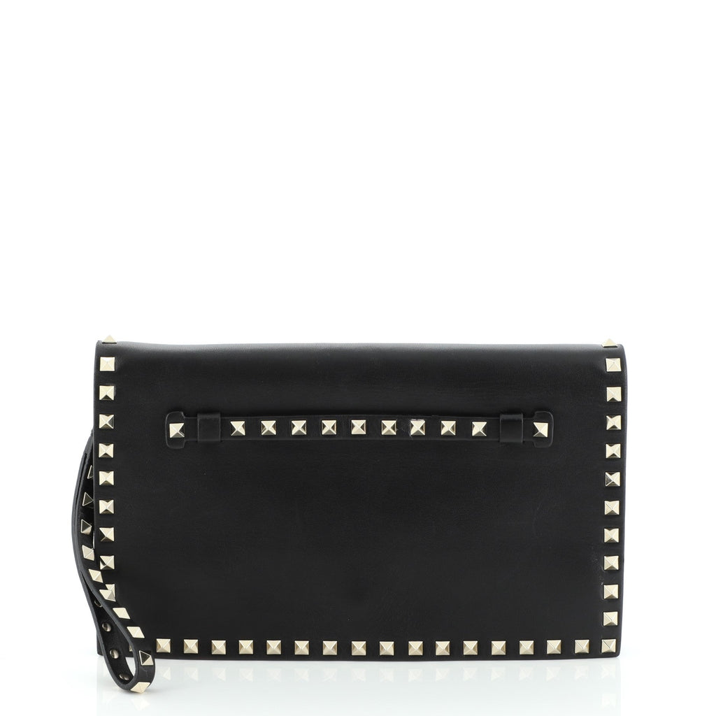 Rockstud Flap Clutch Leather