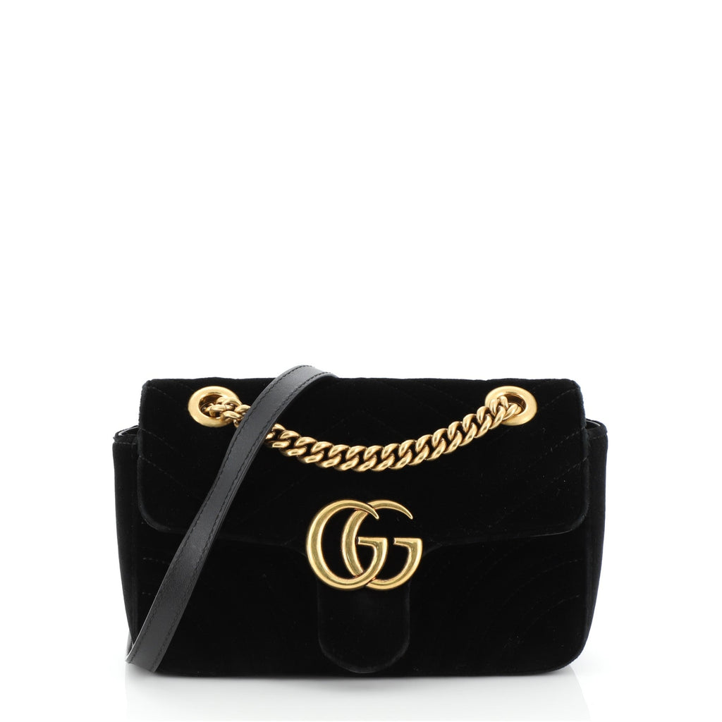 GG Marmont Flap Bag Matelasse Velvet Mini