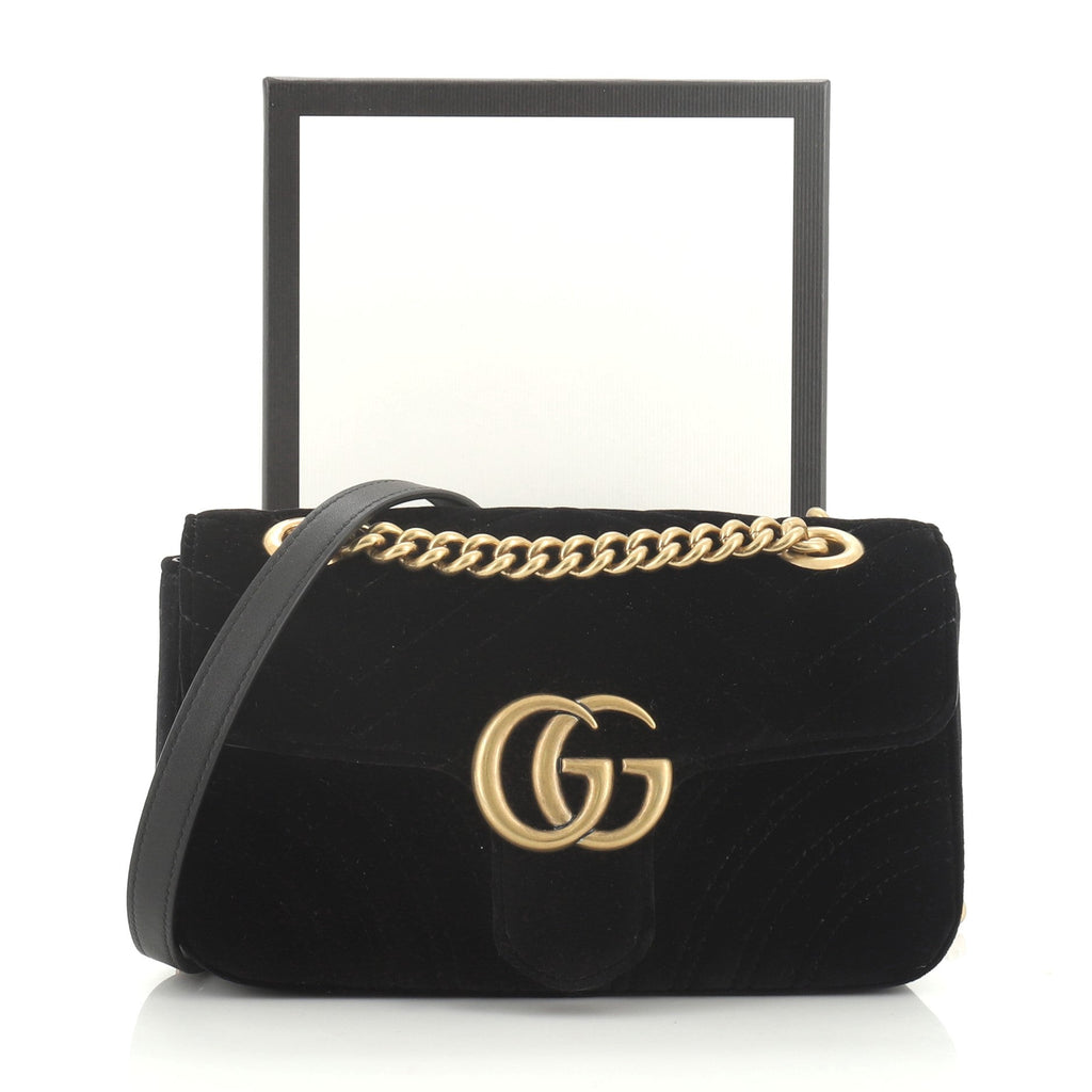 GG Marmont Flap Bag Matelasse Velvet Mini